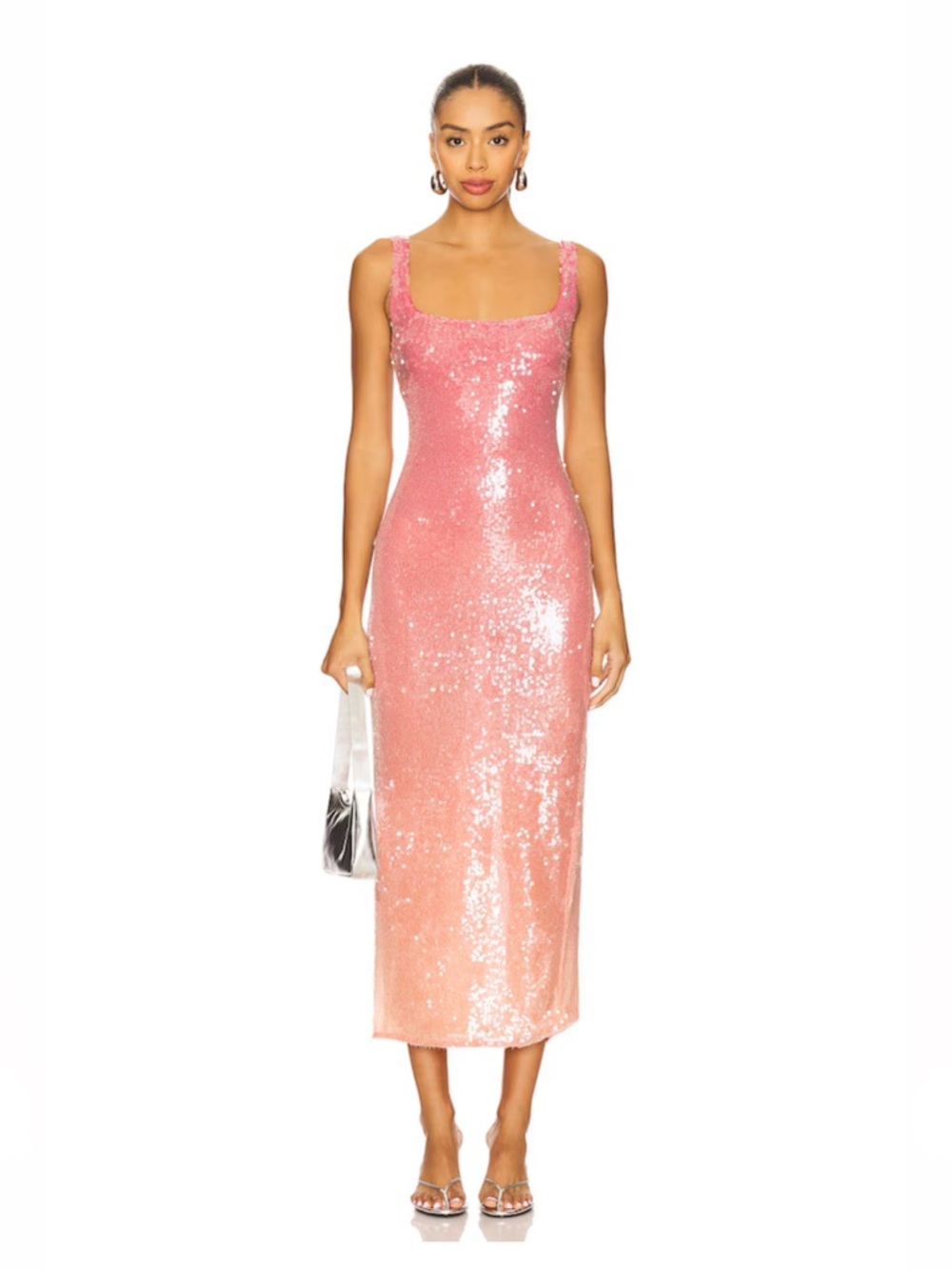 Sequin Scoop Neck Pink Slip Dress